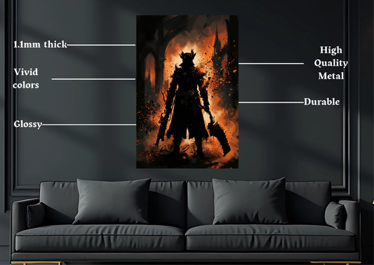 Bloodborne Hunter Silohette Metal Poster-Gaming l Wall art