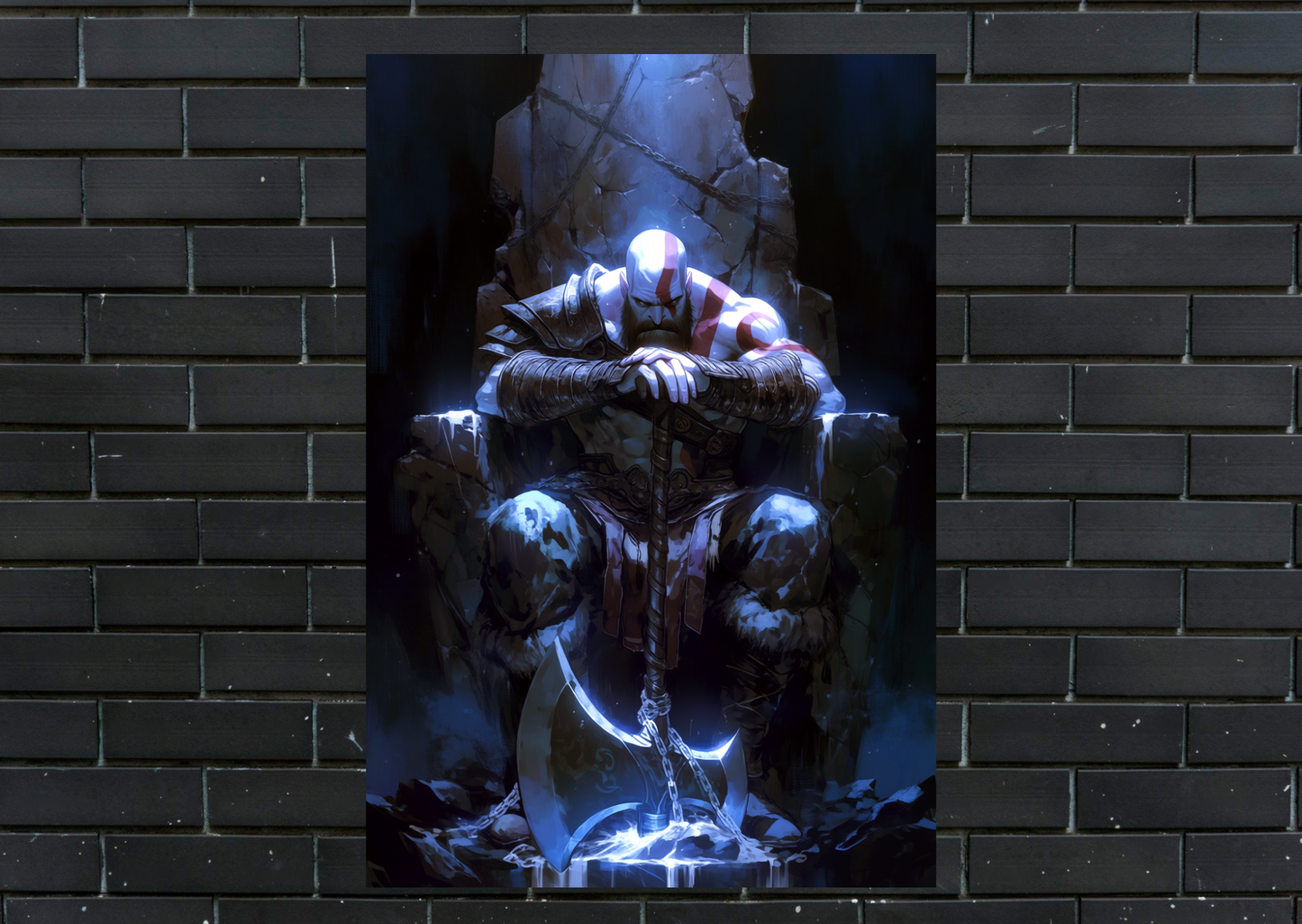 Kratos Throne Metal Poster-Gaming l Wall art