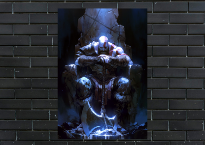 Kratos Throne Metal Poster-Gaming l Wall art