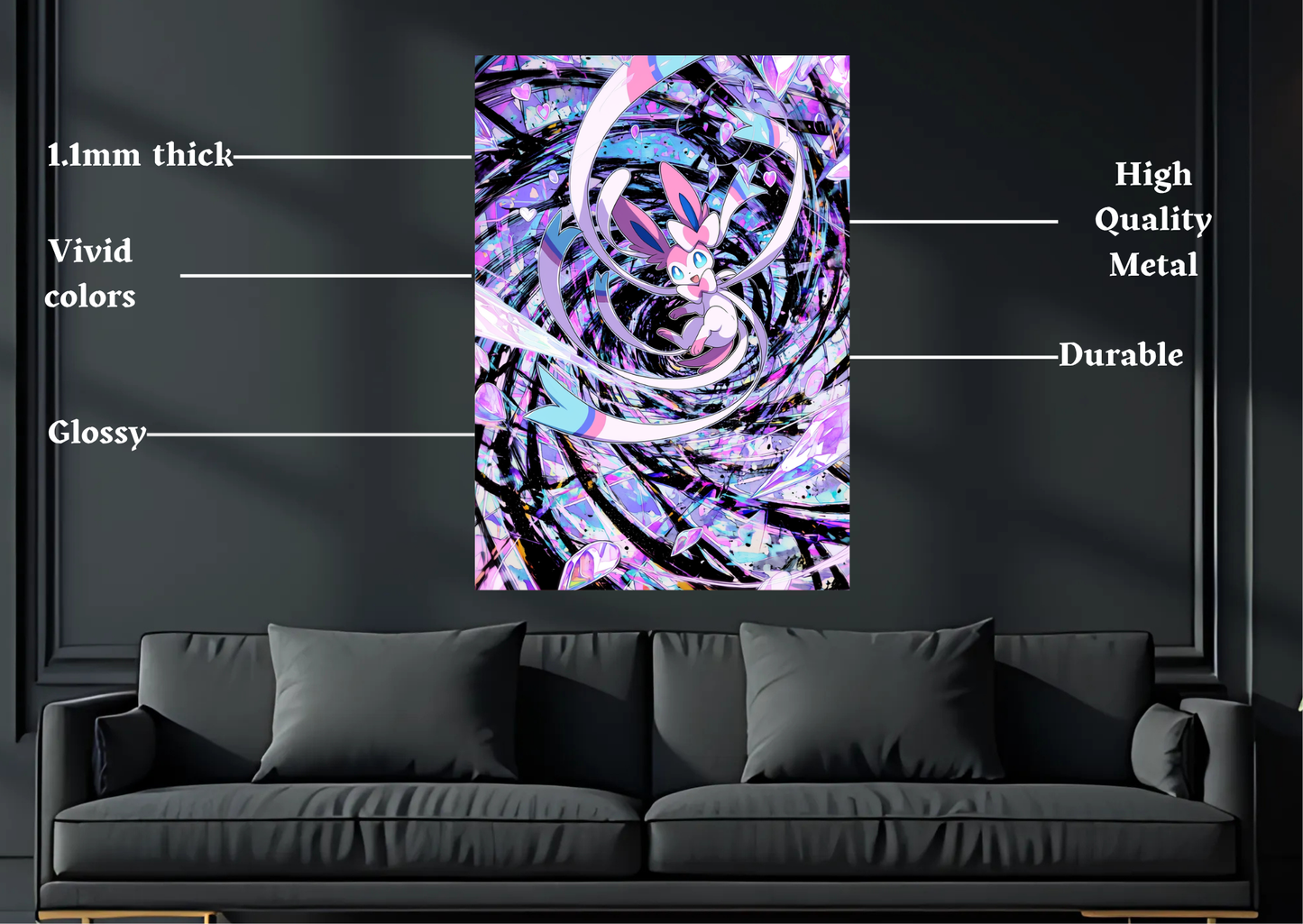 Pokemon Sylveon Vortex Metal Poster Gaming Wall Decor