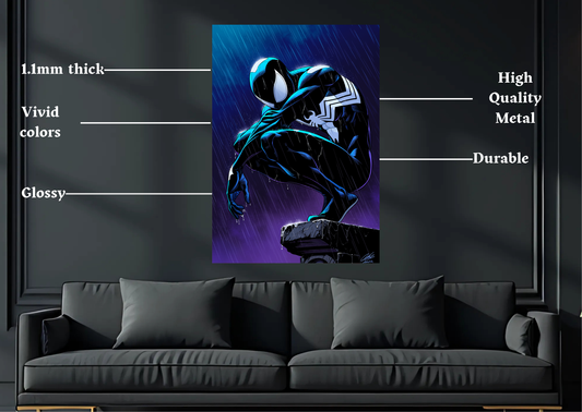 Marvel Black Suit Spiderman Metal Poster Gaming Wall Decor