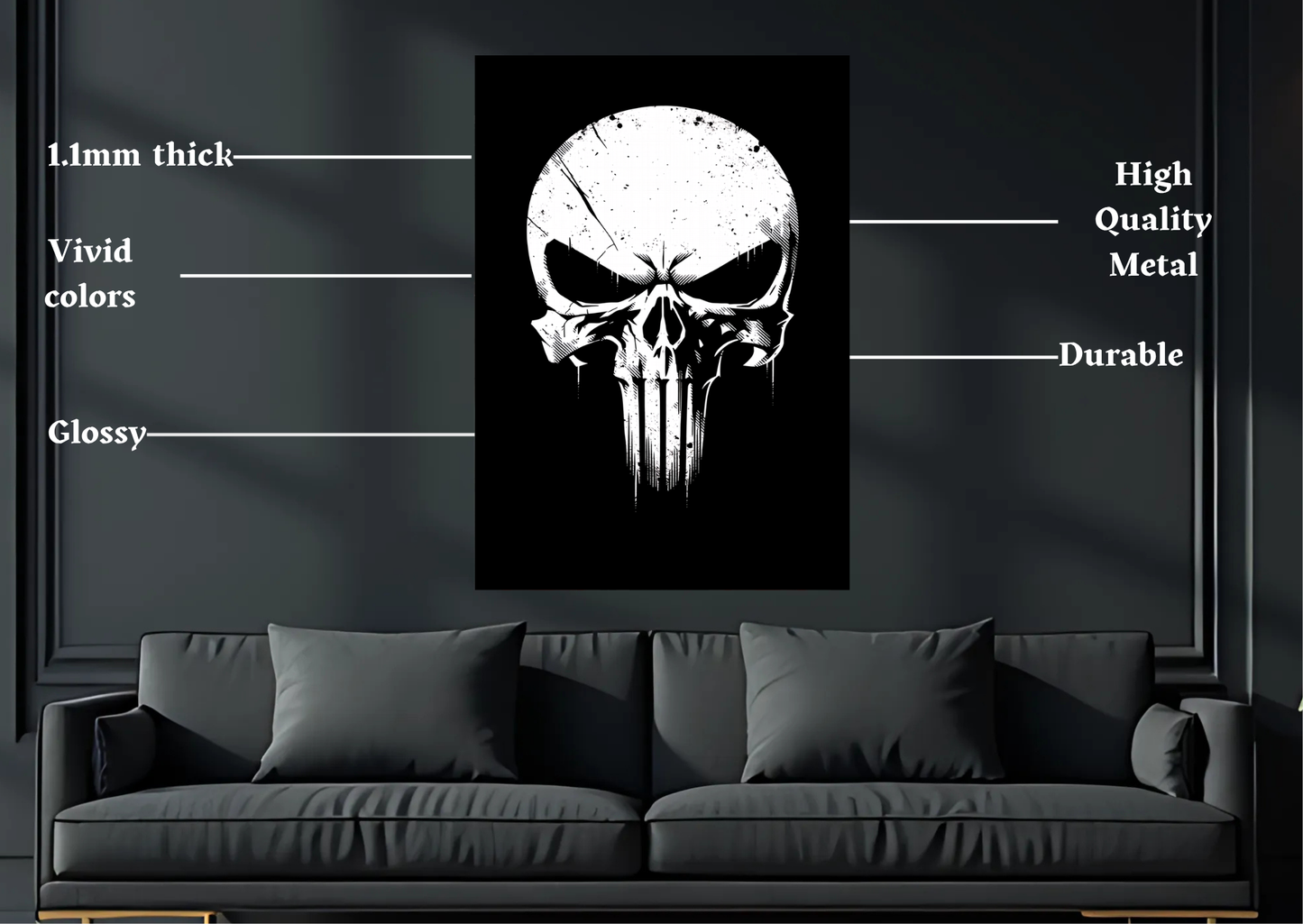 Marvel Punisher Skull Metal Poster Gaming Wall Decor