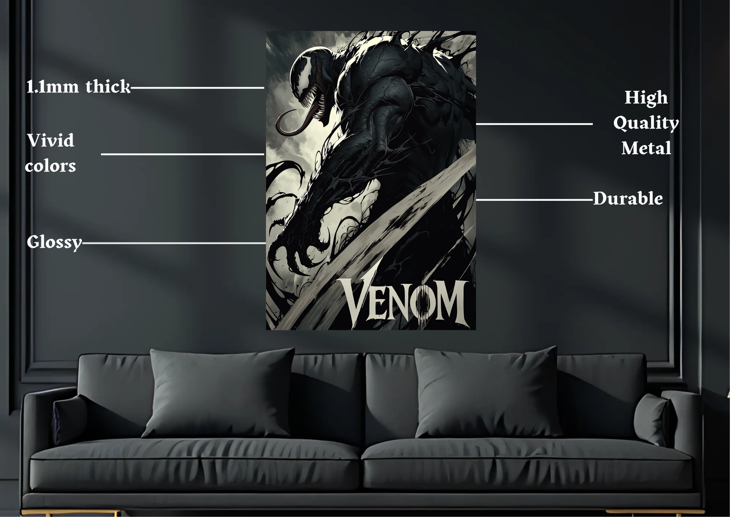Marvel Venom Grit Metal Poster Gaming Wall Decor