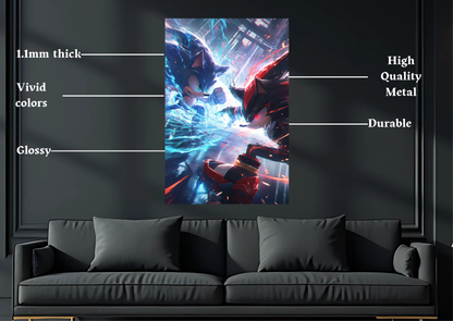 Sonic and Shadow Metal Poster-Gaming Wall Decor