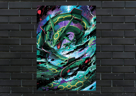 Pokemon Rayquaza Metal Poster Gaming Wall Decor