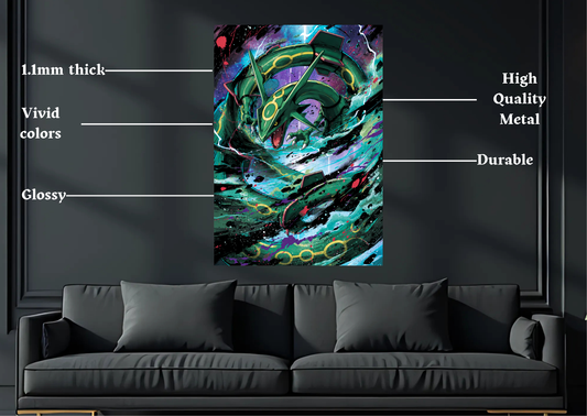 Pokemon Rayquaza Metal Poster Gaming Wall Decor