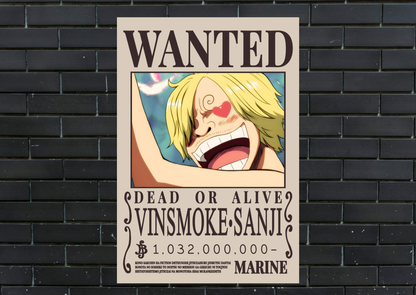One Piece Sanji Wanted Metal Poster-Anime Wall Decor