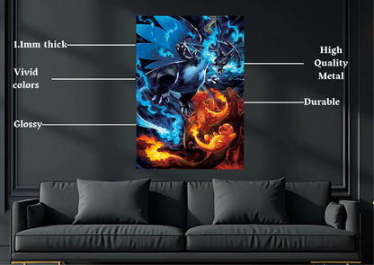 Pokemon Charizard X Metal Poster Gaming Wall Decor