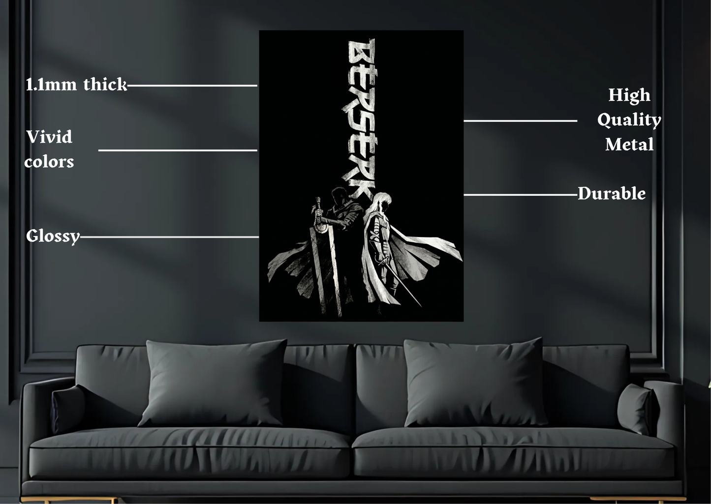 Berserk Griffith and Guts Metal Poster Anime Wall Decor