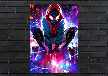 Spiderman Miles hoodie Metal Poster-Marvel Wall art