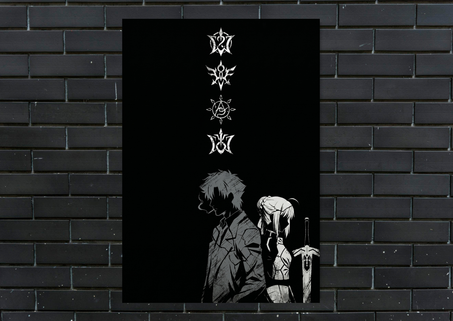 Fate Emiya and Saber Metal Poster Anime Wall Decor