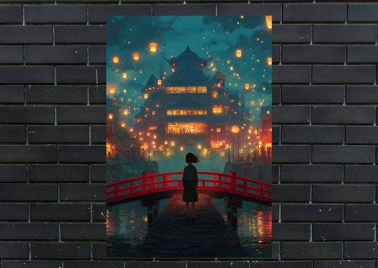 Spirited Away Lights Metal Poster-Anime Wall art