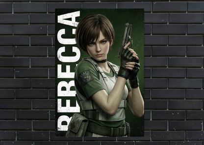 Resident Evil Rebecca Metal Poster Gaming Wall Decor