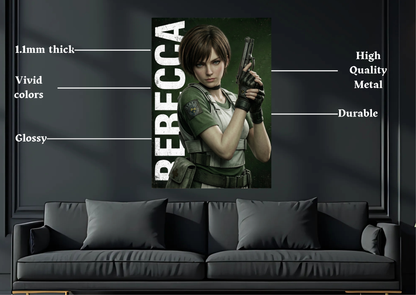 Resident Evil Rebecca Metal Poster Gaming Wall Decor