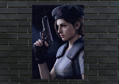 Resident Evil Jill Valentine Closeup Metal Poster Gaming Wall Decor