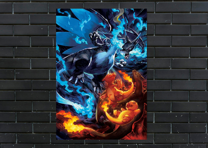 Pokemon Charizard X Metal Poster Gaming Wall Decor