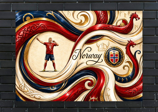 World Cup Haland Norway Metal Poster