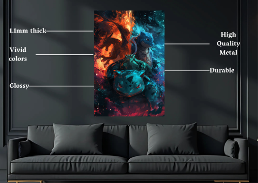 Pokemon trio Metal Poster-Gaming Wall Decor