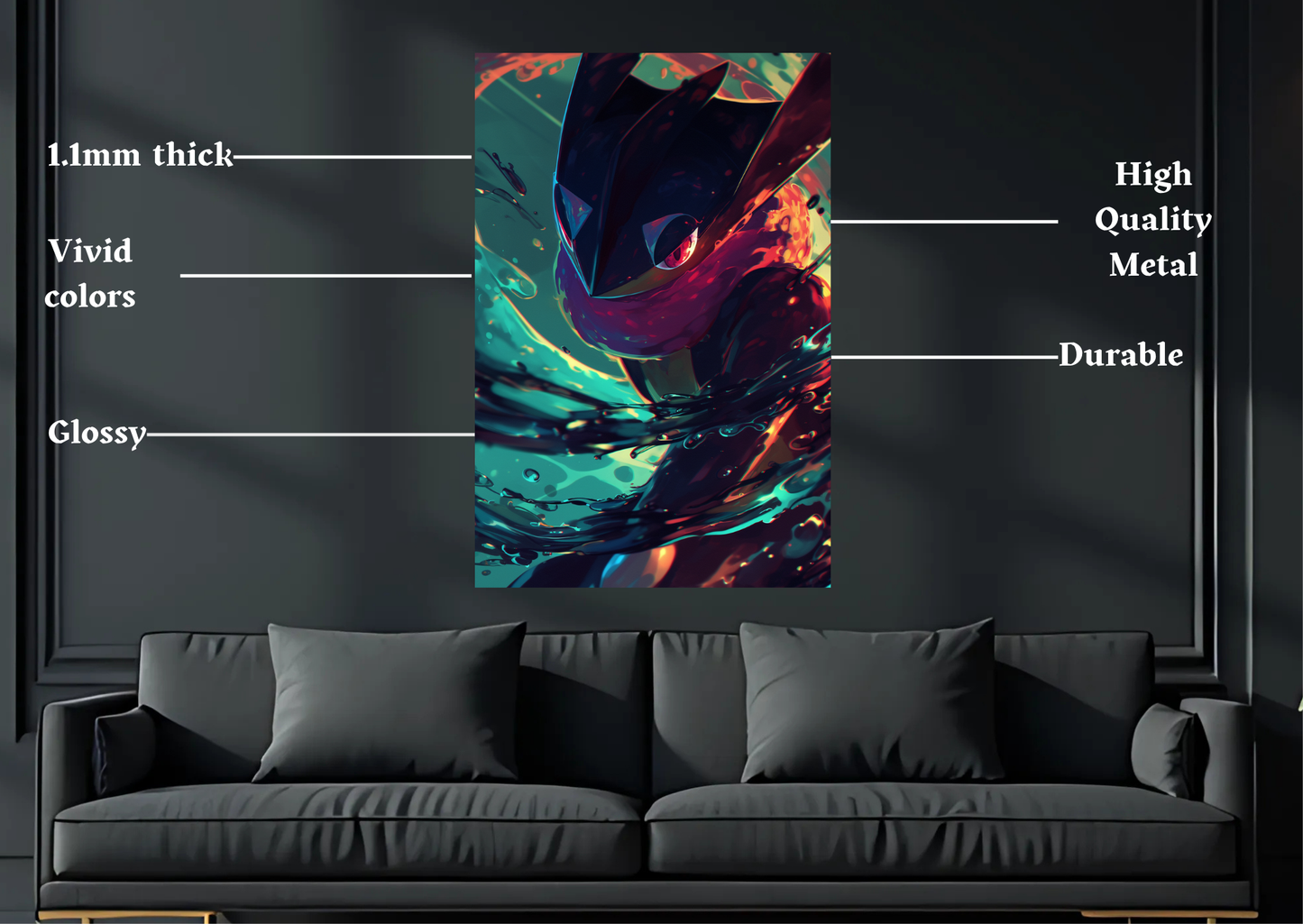 Pokemon Greninja Metal Poster-Gaming Wall Decor