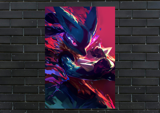 Pokemon Lucario Metal Poster-Gaming Wall Decort