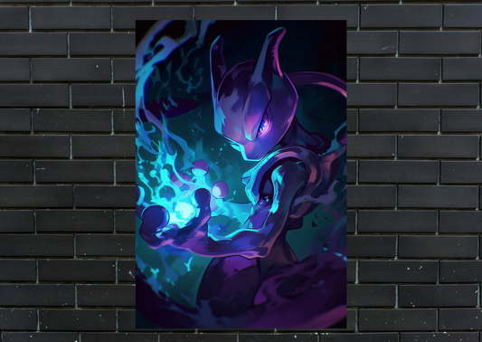 Pokemon Mewtoo Metal Poster-Gaming Wall Decor