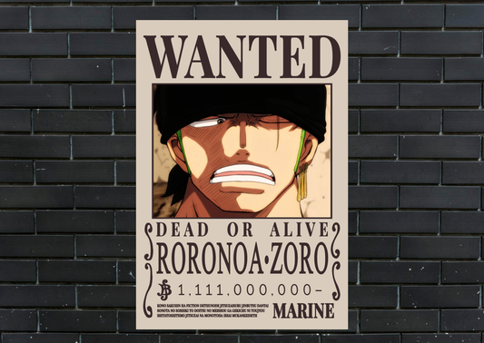 One Piece Zoro Wanted Metal Poster-Anime Wall Decor