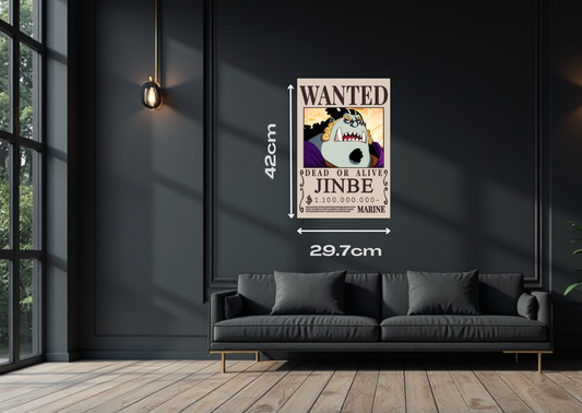 One Piece Jinbe Wanted Metal Poster-Anime Wall Decor