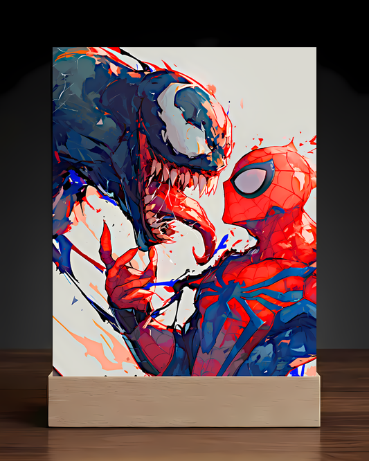 Spiderman vs Venom Acrylic LED Nightlight-Marvel Desk Decor