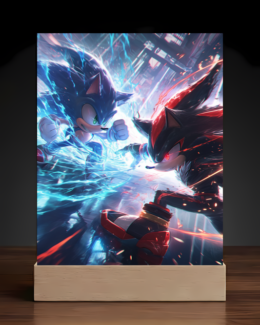 Sonic and Shadow Acrylic LED Nightlight-Gaming Desk Decor