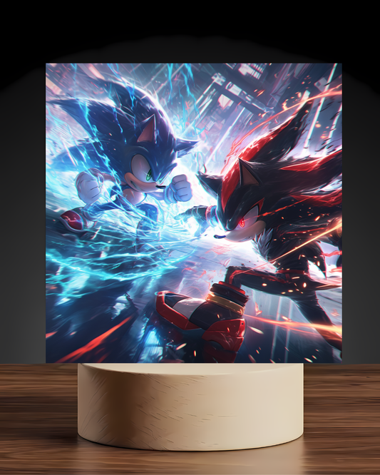 Sonic and Shadow Acrylic LED Nightlight-Gaming Desk Decor
