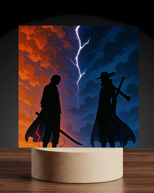 One Piece Shanks vs Mihawk Acrylic LED Nightlight-Anime Desk Decor