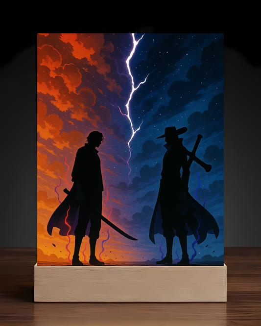 One Piece Shanks vs Mihawk Acrylic LED Nightlight-Anime Desk Decor