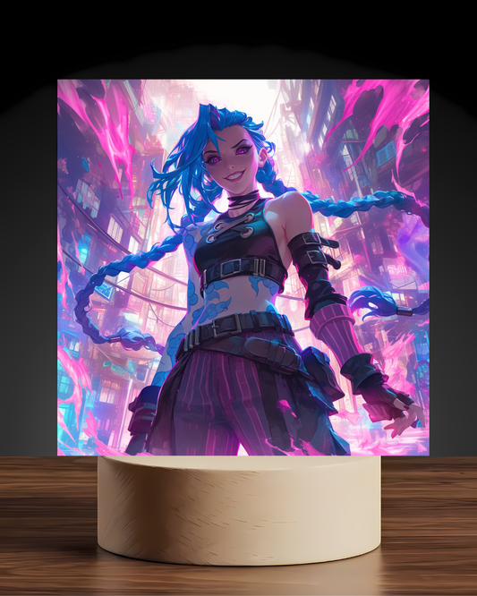 League of Legends Jinx Cyber Acrylic LED Nightlight-Gaming Desk Decor