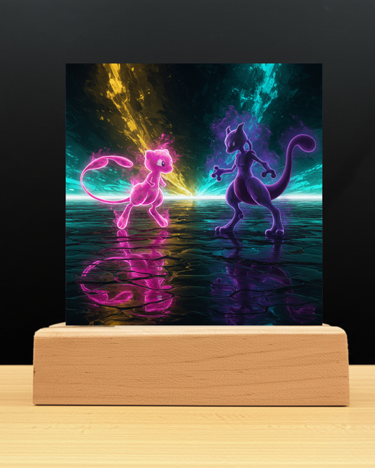 Pokemon Mew Vs Mewtoo Acrylic LED Nightlight-Gaming Desk Decor
