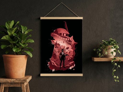 Char Silhouette Scroll - Anime Wall Decor