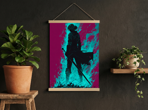 Witcher Ciri Silohette Scroll -Gaming Wall Decor