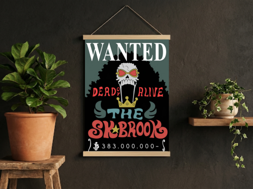 One Piece Brook Wanted Poster Scroll -Anime Wall Decor