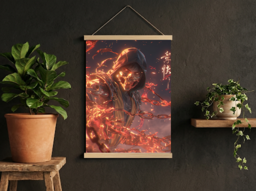 Mortal Kombat Scorpion  Scroll -Gaming Wall Decor