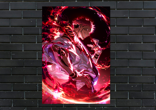 JJK Sukuna Energy Metal Poster-AnimeWall Decor