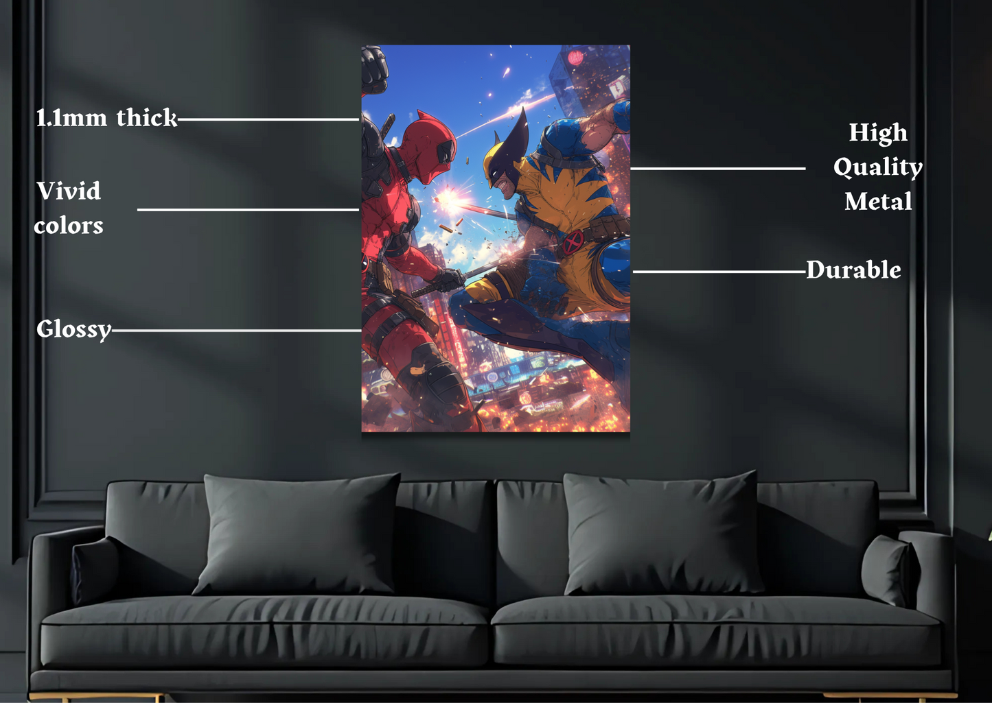 Deadpool Vs Wolverine Metal Poster-Marvel Wall Decor