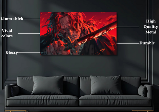 One Piece Shanks blood Metal Poster-Anime Wall Decor