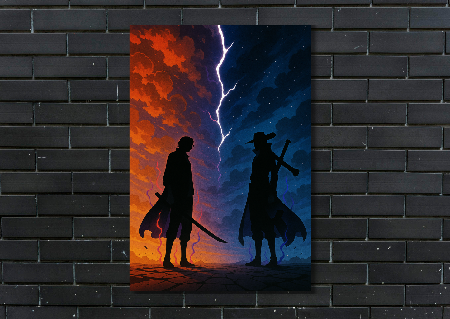 One Piece Shanks Vs Mihawk Metal Poster-Anime Wall Decor
