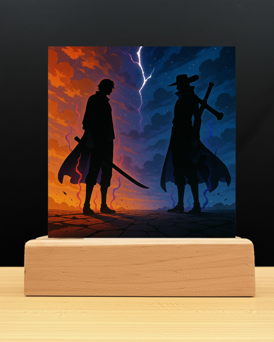 One Piece Shanks vs Mihawk Acrylic LED Nightlight-Anime Desk Decor