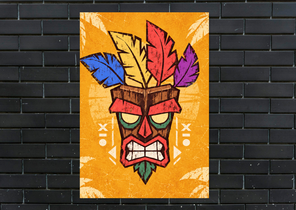 Crash Bandicoot Aku Aku metal poster