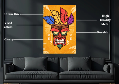 Crash Bandicoot Aku Aku metal poster room mockup