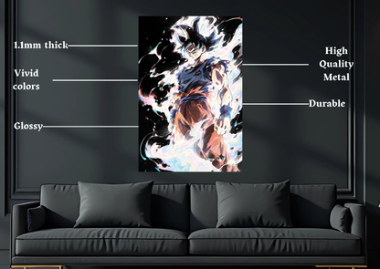 Dragon Ball Super Goku Ultra Instinct Metal Poster size and finish details