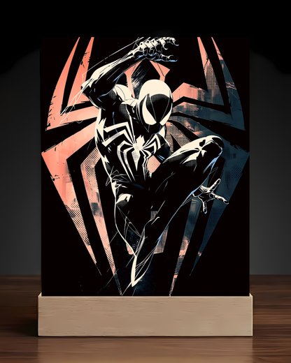 Marvel Black Suit Spider-Man acrylic LED nightlight square base mockup
