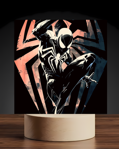 Marvel Black Suit Spider-Man acrylic LED nightlight U shaped base mockup