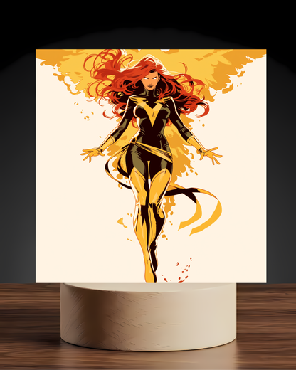 Marvel Jean Grey Phoenix acrylic LED nightlight U shaped base mockup