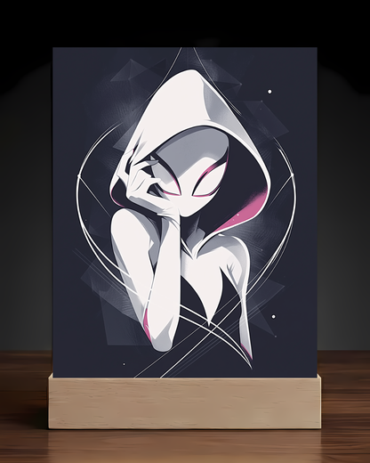 Marvel Spider-Gwen Ghost-Spider acrylic LED nightlight square base mockup